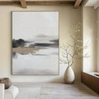 “Textured Landscape in Gray” - Landscape, Textured - Styled Painting On Canvas PT1672