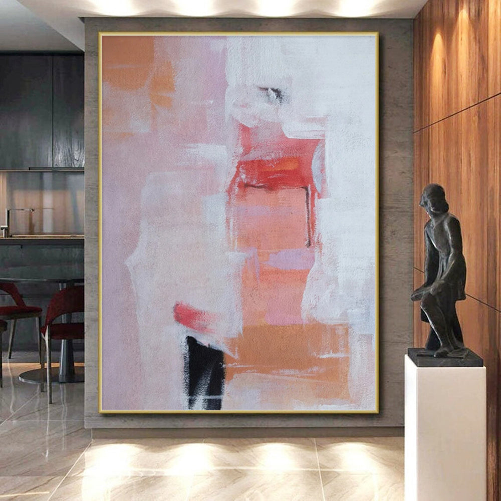 “Soft Pink Abstract Shapes” - Pastel Abstract Painting On Canvas PS0221