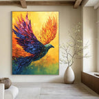 “Colorful Flying Bird” - Avian, Vibrant - Hued Painting On Canvas PT1656