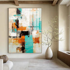 Bold Colors with Abstract Blocks "Color Block Symphony" Abstract Painting On Canvas PS1272