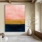 “Pink - Orange - Navy Sunset” - Abstract Landscape Painting On Canvas PT2022