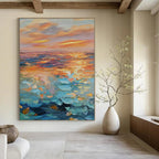“Colorful Sunset Sea” - Impressionist Painting On Canvas PT2204