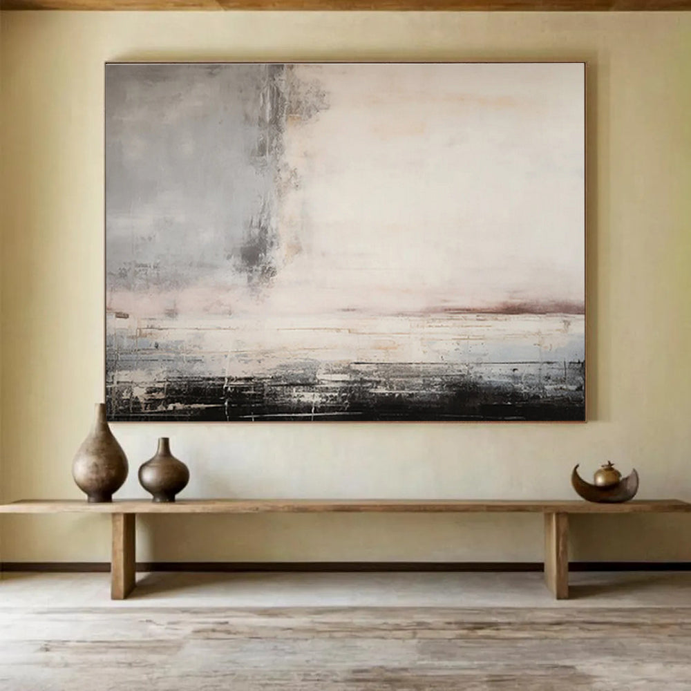 Neutral Tones Abstract Landscape Painting On Canvas DKS046