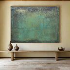 “Teal - Green Textured Canvas” - Earthy Hues Painting On Canvas PT1518