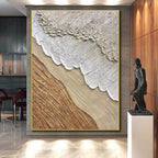 “Neutral Textured Layers” - Beige, White, Brown Abstract Impasto Painting On Canvas PS0721