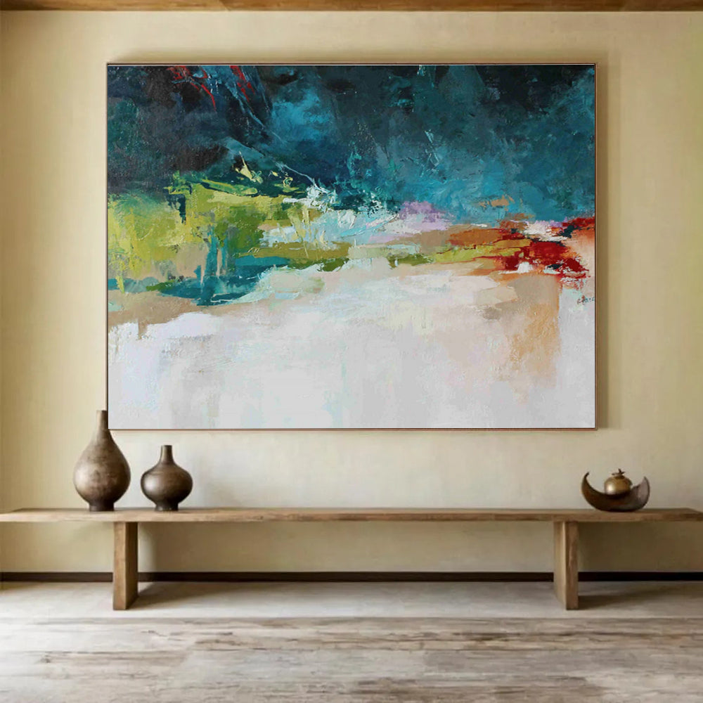 “Colorful Abstract Horizon” - Abstract Landscape Painting On Canvas DKS510