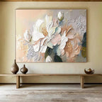 “Soft - Toned Blossom Beauty” - Pastel Floral, Gentle Impasto Flower Painting On Canvas DKS713