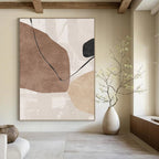 “Neutral Shapes with Black Lines” - Abstract, Minimalist - Inspired Painting On Canvas PT1519