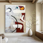 “Grey - Red Abstract with Accents” - Dynamic Abstract Painting On Canvas PT1108