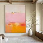 Soft Pink, Orange and Yellow with Gentle Blends "Sunset Whisper" Abstract Painting On Canvas PS1175