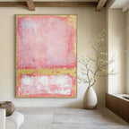 “Pink - Gold - White Abstract” - Color Field Painting On Canvas PT2325