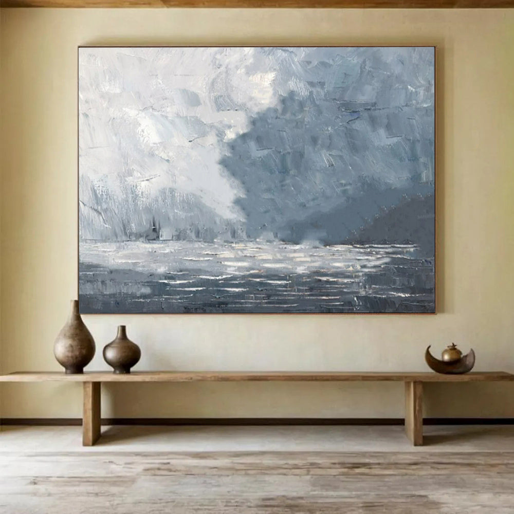 “Gray - Toned Stormy Seas” - Dramatic - Seaside Painting On Canvas PT1550