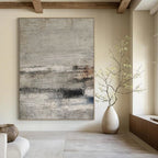Gray and Brown Textured, "Earthy Layers" – Textured Abstract Painting On Canvas PS0975