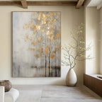 “Golden Tree Silhouette” - Abstract Landscape Painting On Canvas PT1055