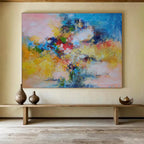 Colorful Abstract Floral Burst Expressive Still - Life Painting On Canvas DKS118