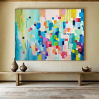 “Colorful Geometric Abstraction” - Hard - Edge Acrylic Painting on Canvas PT1497