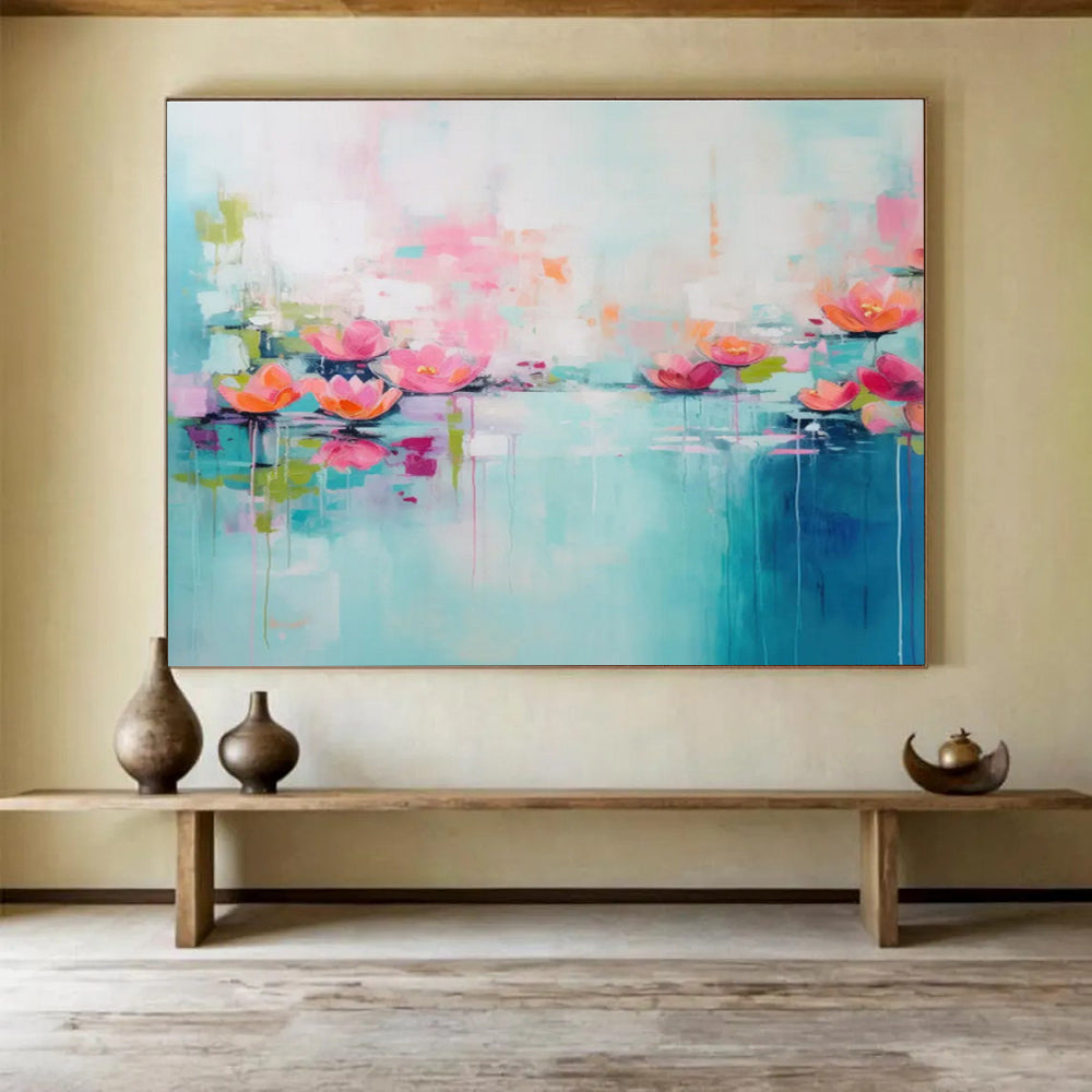 “Impressionistic Water Lily Dream” - Abstract Floral Painting On Canvas DKS493