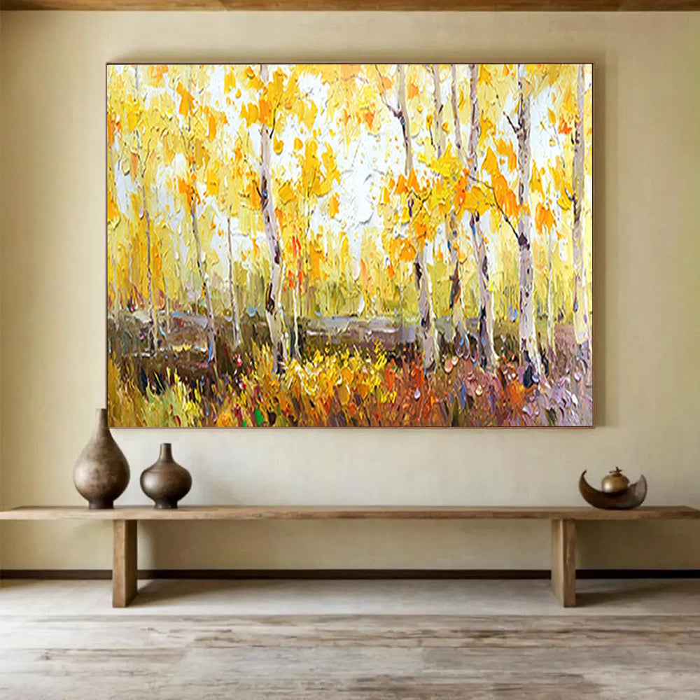 “Golden Autumn Forest” - Impressionistic Landscape Painting On Canvas PT212