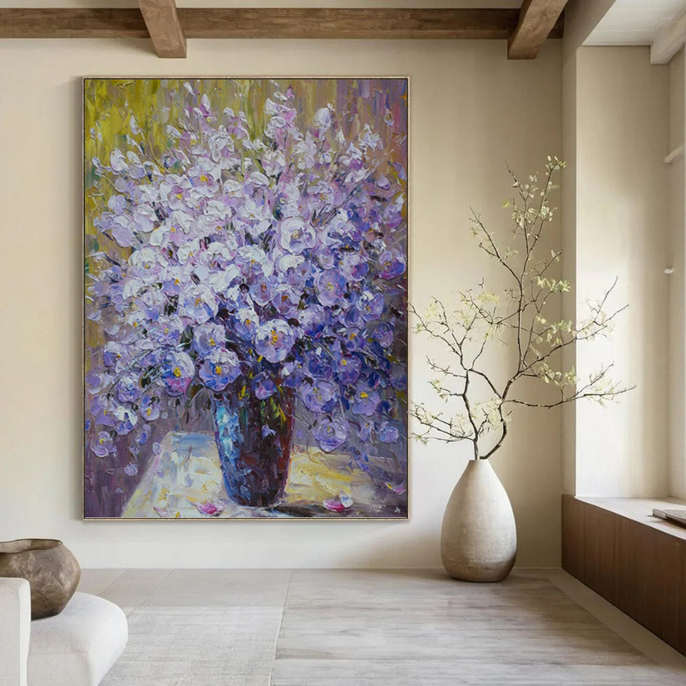 “Purple - Blue Flower Bouquet” - Impressionist Floral Painting On Canvas PT1346