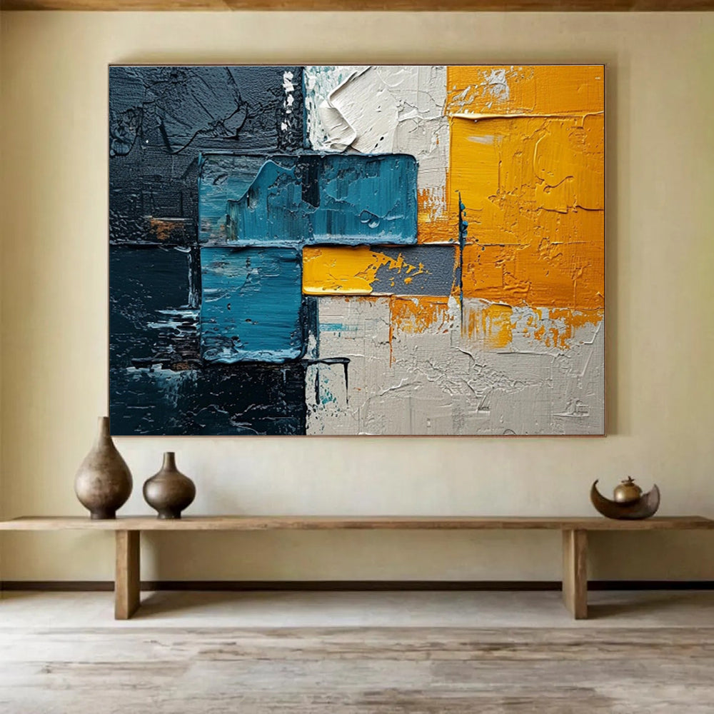 “Multi - color Geometric Layers” Abstract Painting On Canvas DKS276