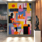 Colorful Geometric, "Urban Geometry" – Abstract Geometric Painting On Canvas PS0880
