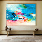 Colorful Ocean - Inspired Abstract Painting On Canvas DKS031