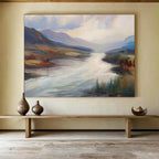 “River Valley Landscape” - Impressionistic Painting On Canvas DKS469