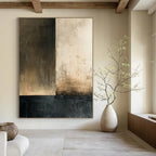 “Brown - Black Minimalist Blocks” - Minimalist Abstract Painting On Canvas DS016