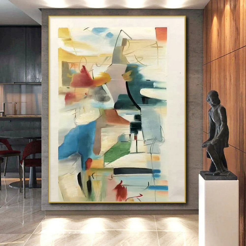 “Colorful Abstract Sketch” - Multicolor, White Abstract Sketch - like Painting PS0609