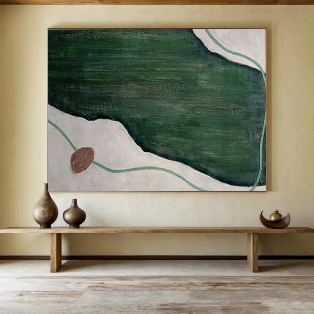 “Green and Earth - Toned Abstract” - Earth - Toned Abstract Painting, Great for Garden Room & Yoga Studio DKS610