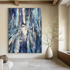 Blue, White, Gray with Textured Layers "Ocean Textures" Abstract Painting On Canvas PS1350