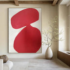 Red and White Organic, "Vibrant Curves" – Organic Abstract Painting On Canvas PS0997