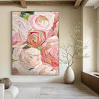 “Pink and White Floral Impressionist Painting” - Botanical Impressionism On Canvas PT0983
