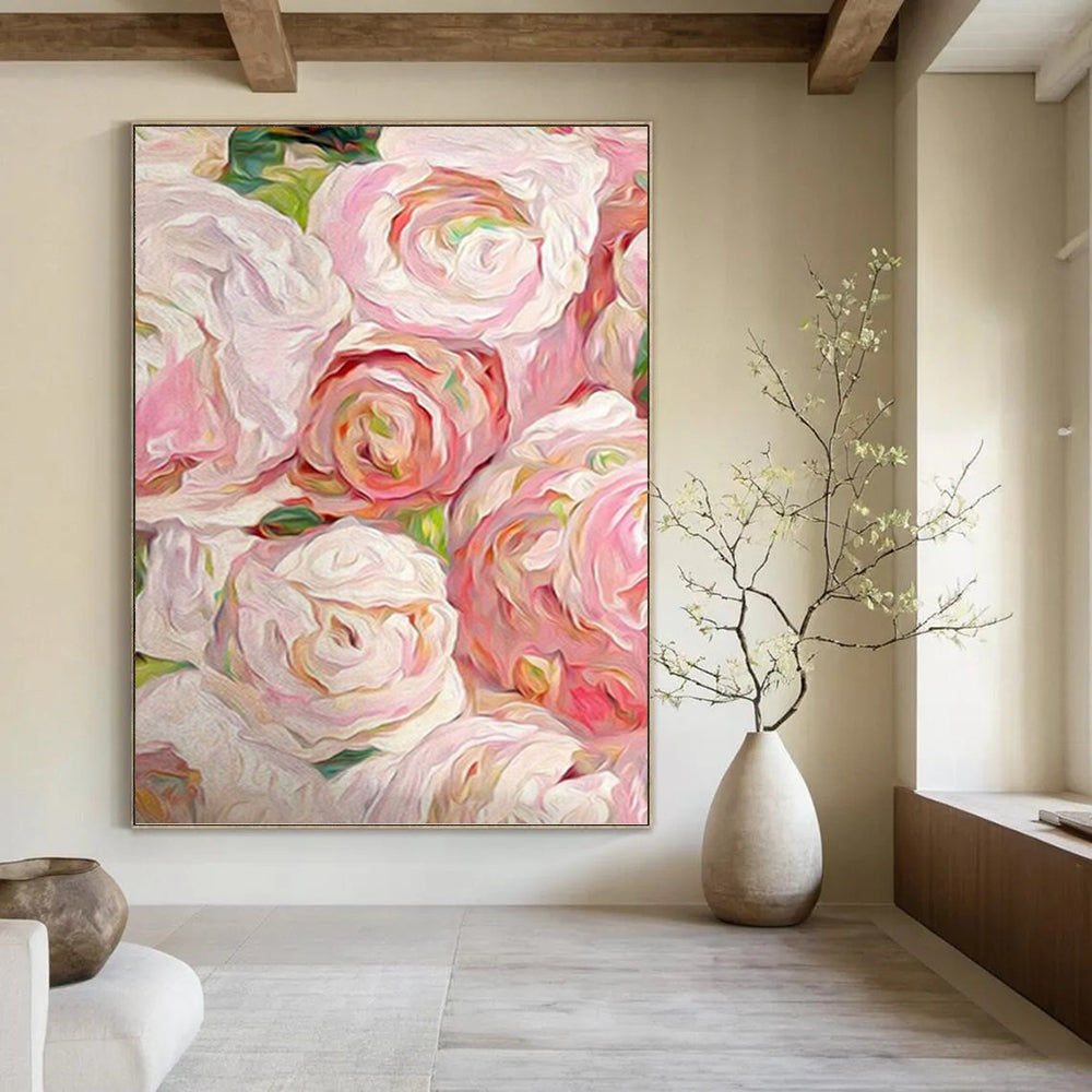 “Pink and White Floral Impressionist Painting” - Botanical Impressionism On Canvas PT0983