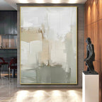 “Neutral Tones Abstract” - Beige, Gray, White Abstract Painting On Canvas PS0438