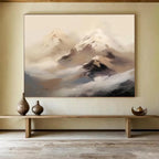 Misty Mountain Peaks in Neutrals - Abstract Landscape Painting On Canvas DKS325