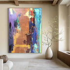 “Colorful Abstract Cityscape” - Abstract Landscape Painting On Canvas DS036