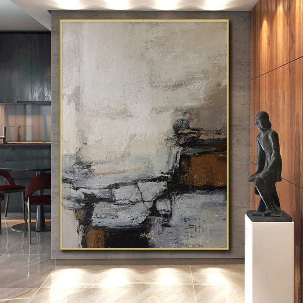 “Textured Abstract in Neutral Tones” - Impressionistic Abstract Painting On Canvas PS0257