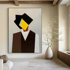 “Geometric Abstract Portrait” - Cubist Painting On Canvas PT2076