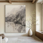 Gray, Black with Textured Landscape "Mountain Echo" Impasto Painting On Canvas PS1200