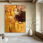 “Golden - Brown Abstract Fusion” - Abstract Impressionist Painting On Canvas PT2302