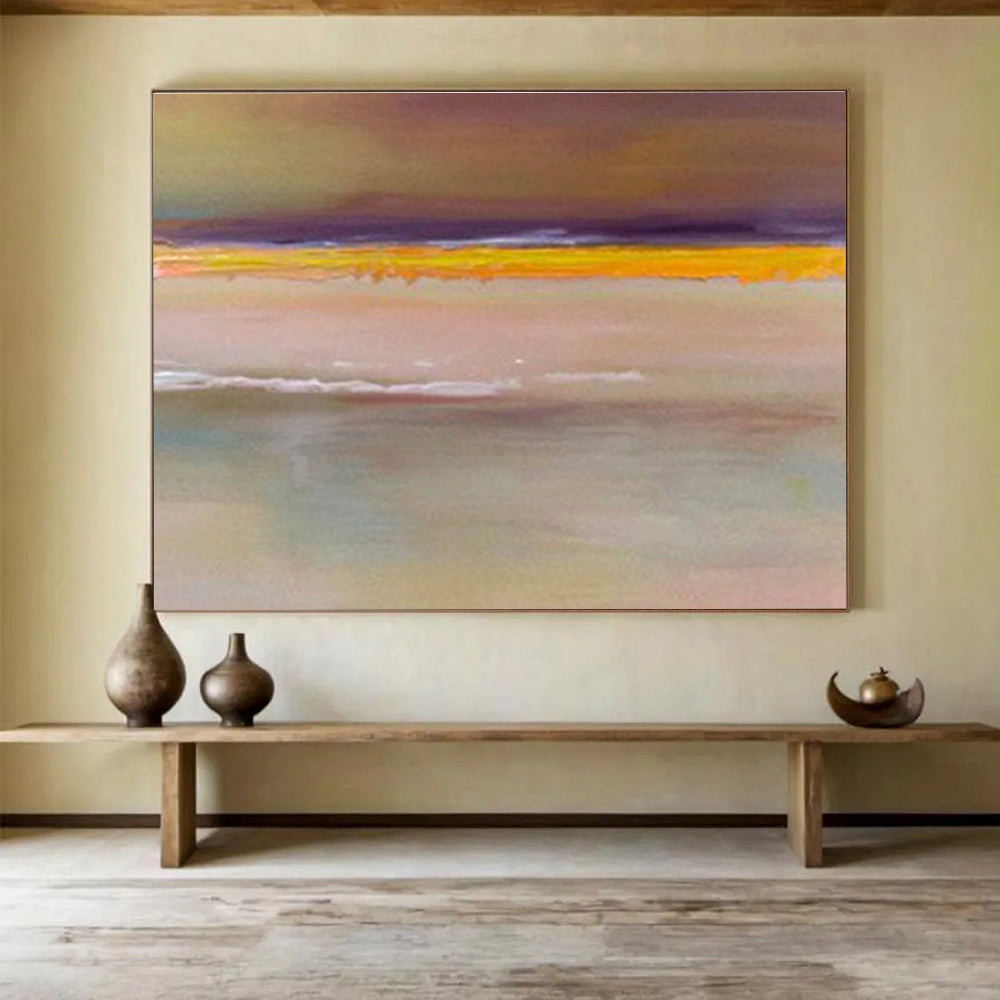 Minimalist Color Block Horizon - Simplistic Landscape Painting On Canvas DKS373