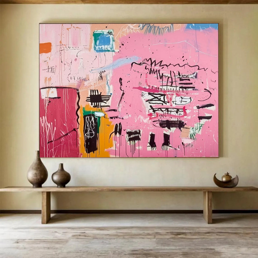 “Pink Abstract Graffiti” - Street - Art - Inspired Painting On Canvas PT198
