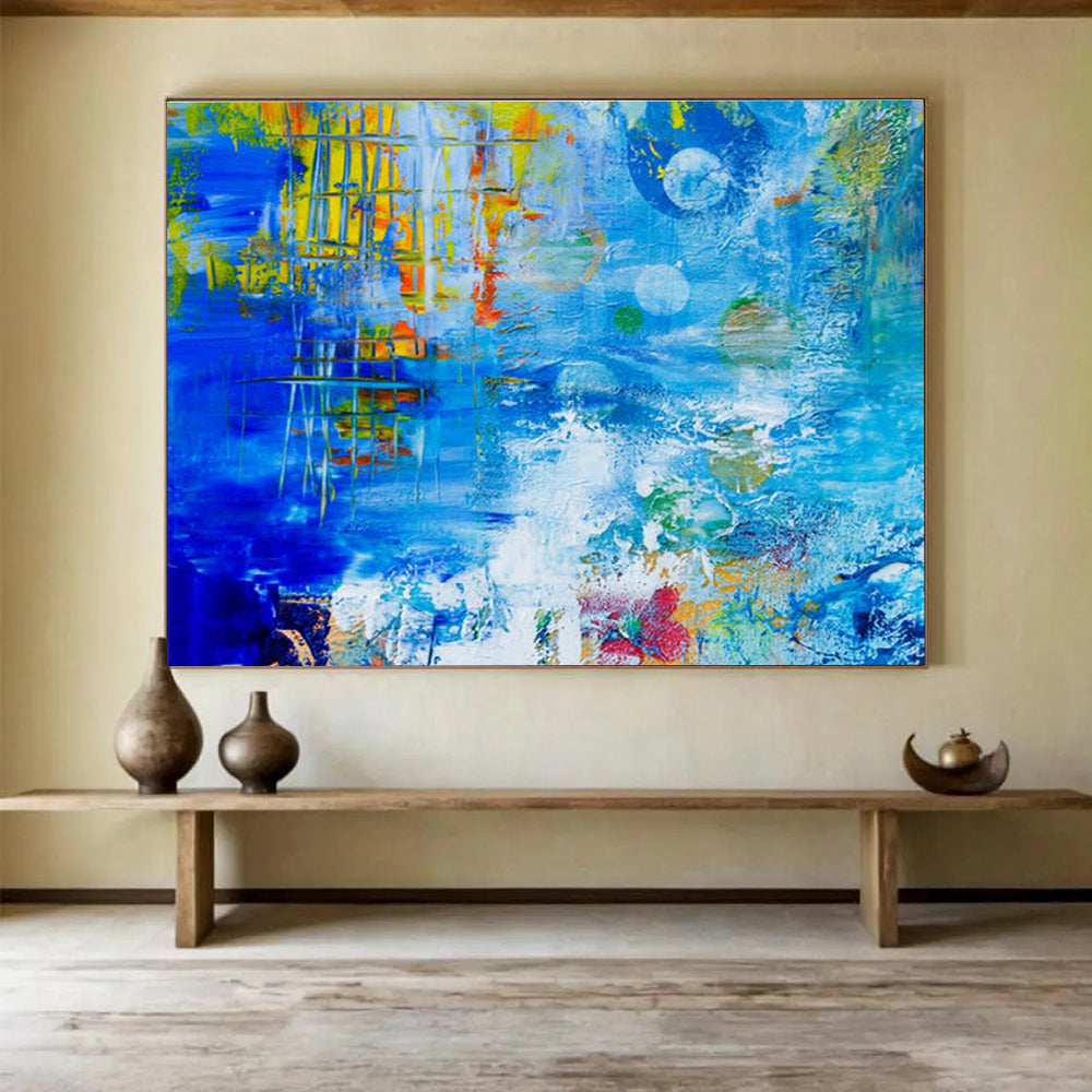 “Blue Abstract Energy” - Bold Abstract Painting On Canvas DKS439