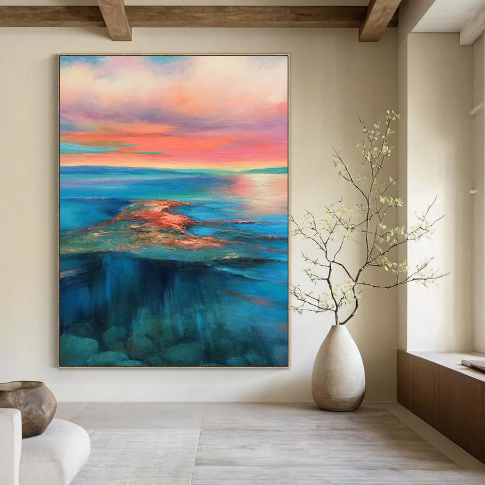 “Colorful Sunset Seascape” - Expressionist Landscape Painting On Canvas DS018