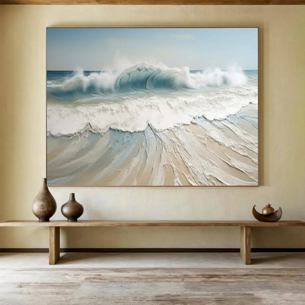 “Textured Blue - White Waves” - Impasto - Seaside Painting On Canvas PT1545