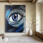 “Expressive Blue Eye Portrait” - Impressionistic Oil Painting On Canvas PT2187