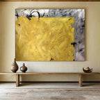 “Bold Yellow and Gray Abstract” - Striking Abstract Painting On Canvas PT153