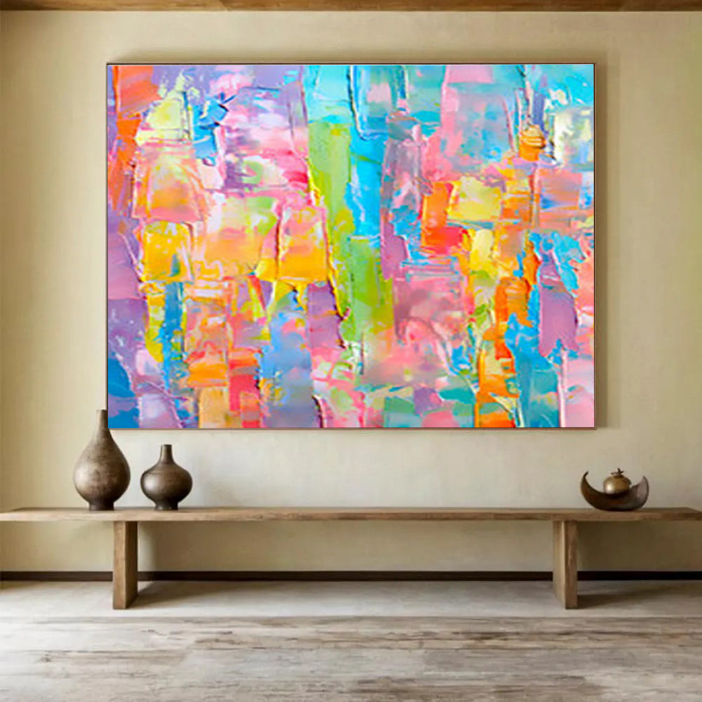 “Colorful Block Abstract” - Vibrant Palette Abstract Painting On Canvas DKS381