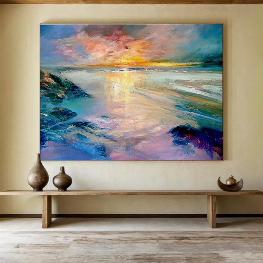 “Vibrant Sunset Beach” Landscape Painting DKS213